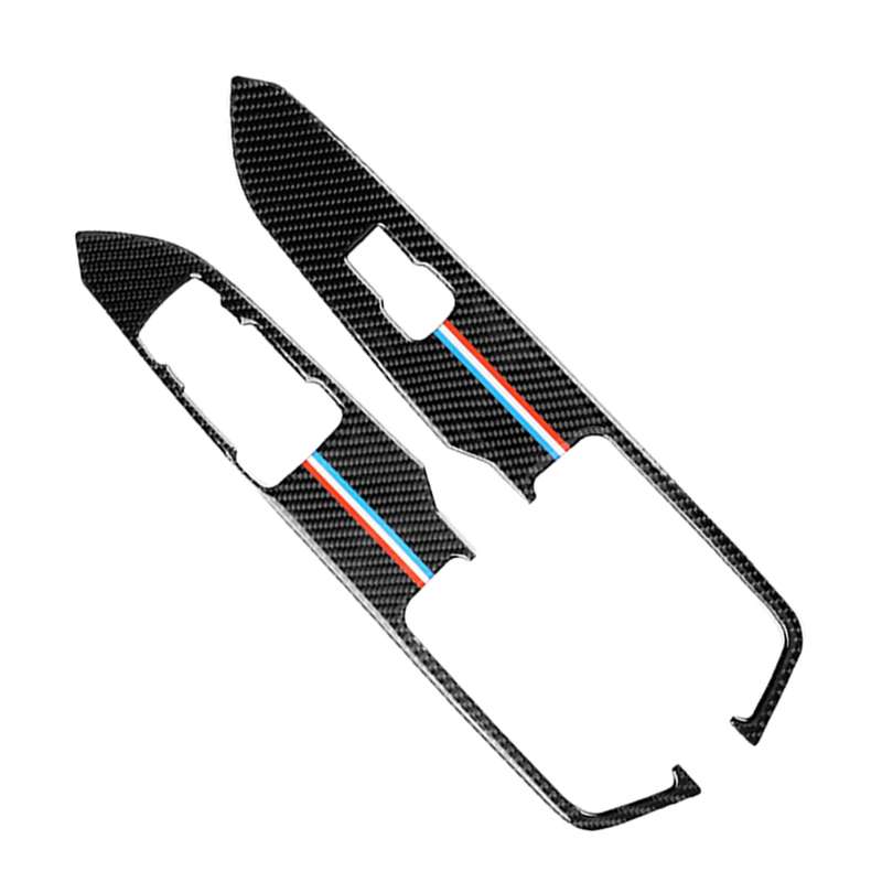 2 PCS Car USA Color Carbon Fiber Window Lift Panel Decorative Sticker for Ford Mustang 2015-2017, Le