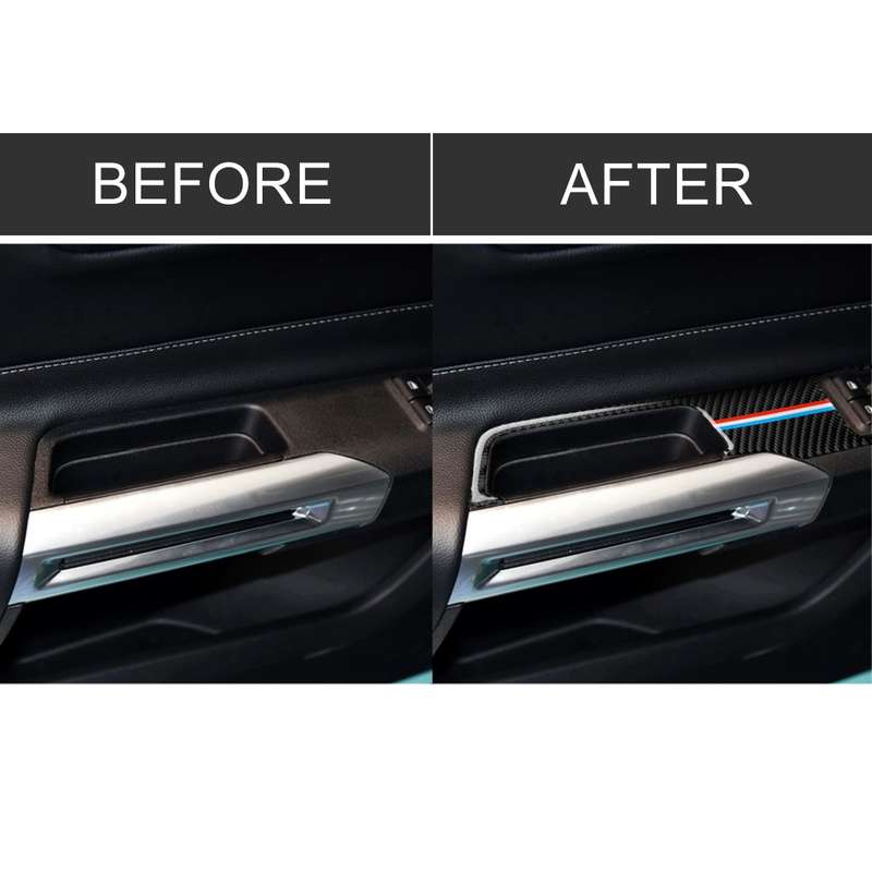2 PCS Car USA Color Carbon Fiber Window Lift Panel Decorative Sticker for Ford Mustang 2015-2017, Le
