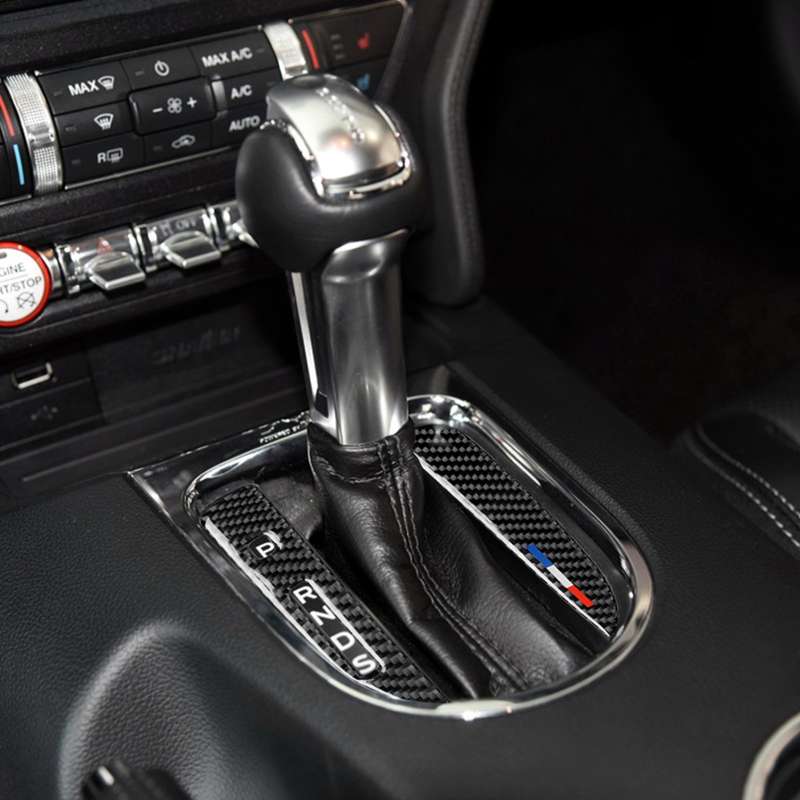 2 PCS Car USA Color Carbon Fiber Gearshift Panel Decorative Sticker for Ford Mustang 2015-2017, Left