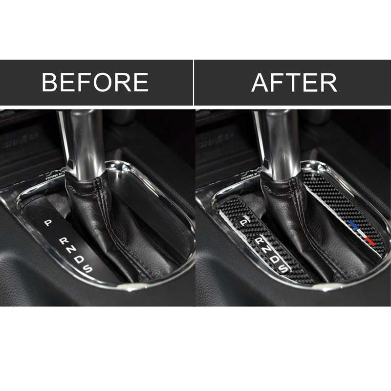 2 PCS Car USA Color Carbon Fiber Gearshift Panel Decorative Sticker for Ford Mustang 2015-2017, Left