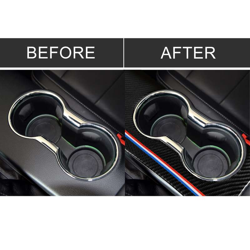 Car USA Color Carbon Fiber Left Drive Gear Position Panel Decorative Sticker for Ford Mustang 2015-2