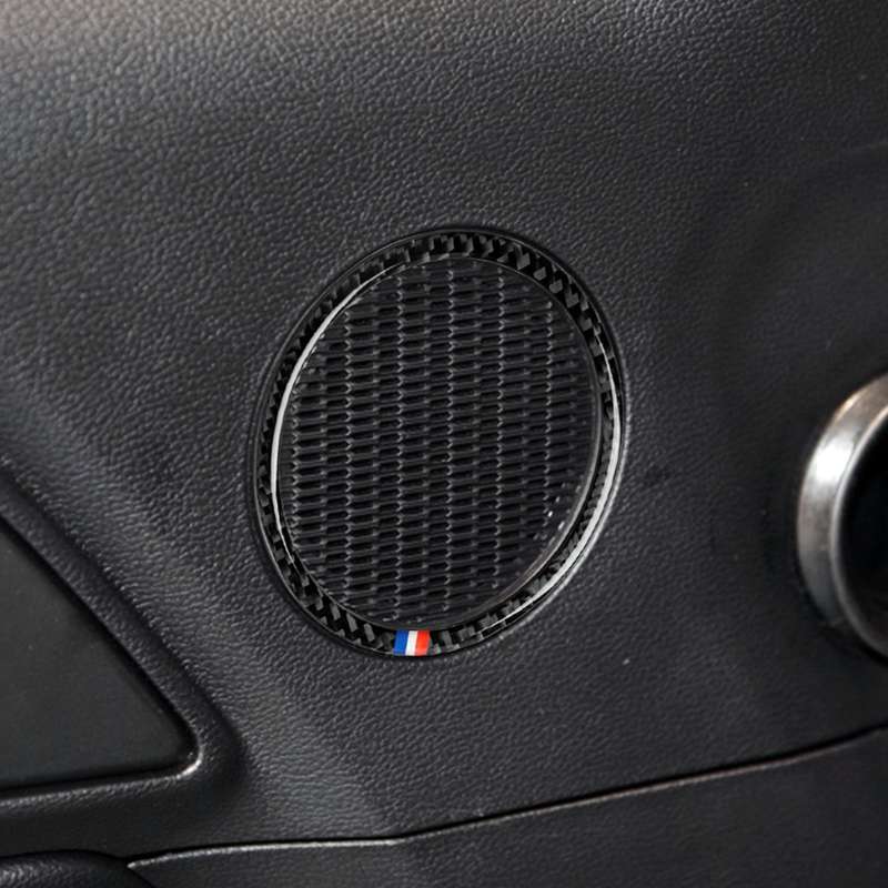 2 PCS Car USA Color Carbon Fiber Horn Ring Decorative Sticker for Ford Mustang 2015-2017