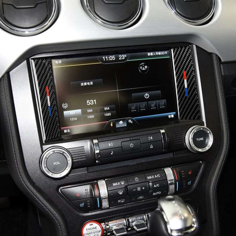 2 PCS Car USA Color Carbon Fiber Central Control Decorative Sticker for Ford Mustang 2015-2017