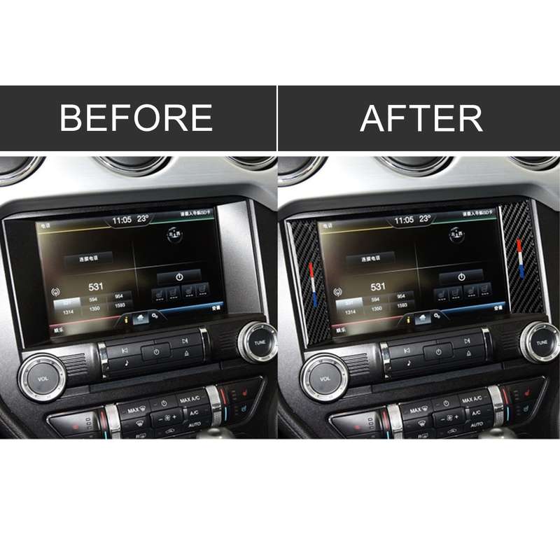 2 PCS Car USA Color Carbon Fiber Central Control Decorative Sticker for Ford Mustang 2015-2017