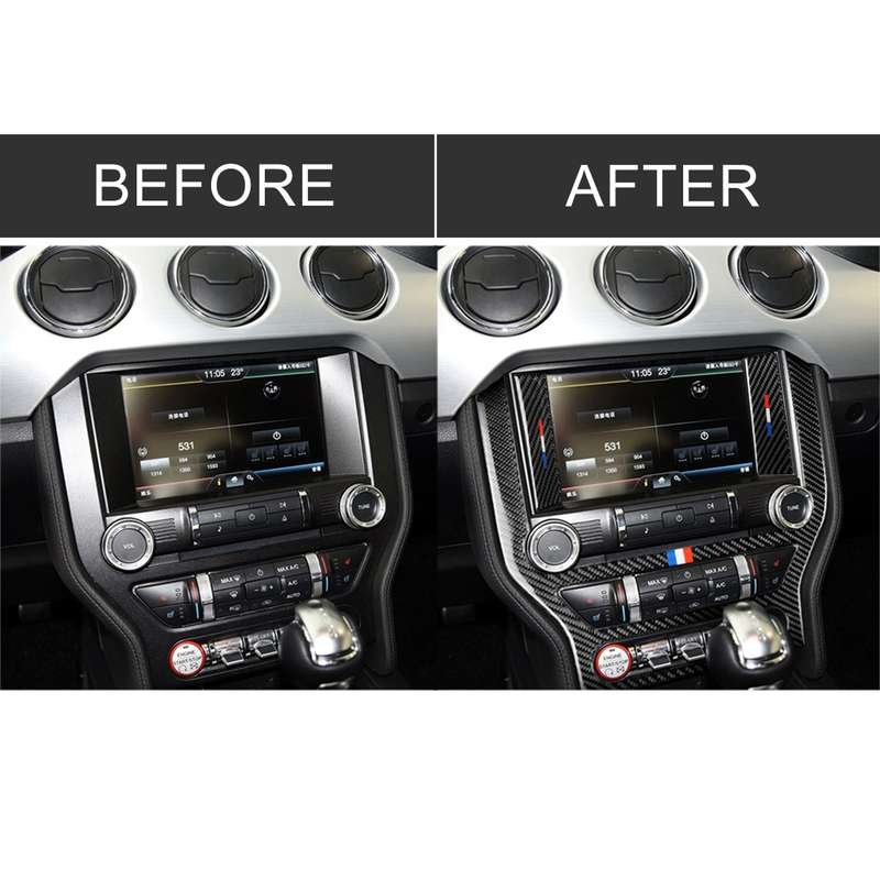 Car USA Color Carbon Fiber Central Control Panel Decorative Sticker for Ford Mustang 2015-2017