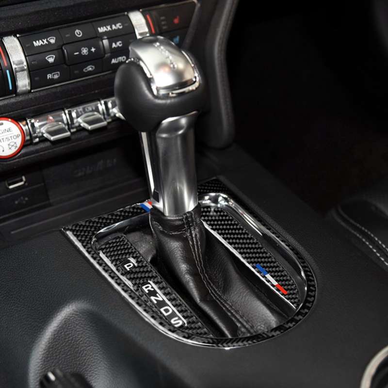 3 PCS Car USA Color Carbon Fiber Gearshift Panel Frame Decorative Sticker for Ford Mustang 2015-2017