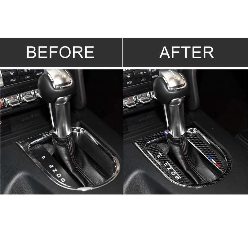 3 PCS Car USA Color Carbon Fiber Gearshift Panel Frame Decorative Sticker for Ford Mustang 2015-2017