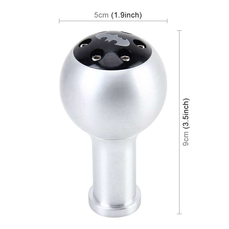 Universal Vehicle Car Bat Pattern Shifter Cover Manual Automatic Aluminum Gear Shift Knob(Silver), S