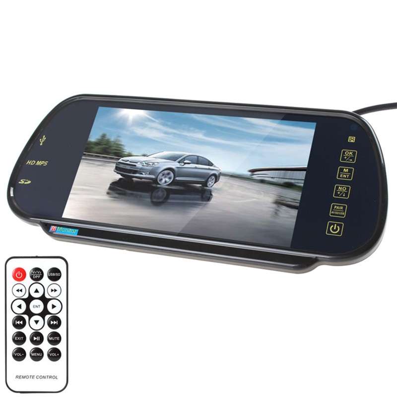 PZ-710 7.0 inch TFT LCD Car Rearview Mirror Monitor with Remote Control, Support Bluetooth / MP5 Pla