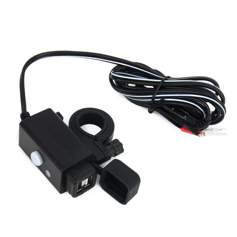 Waterproof Motorcycle USB Phone Charger Adapter with Power Switch 5V Dual Ports Smart Charging Power