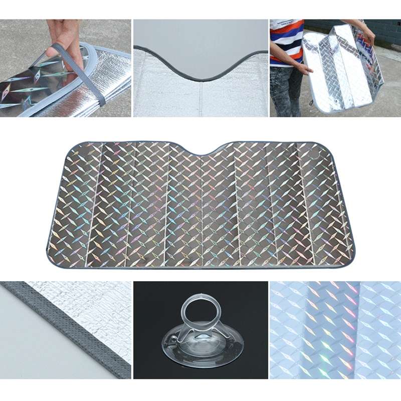 Sun Shade Three Compartments Car Windshield Visor Cover Block Front Window Sunshade UV Protect, Size
