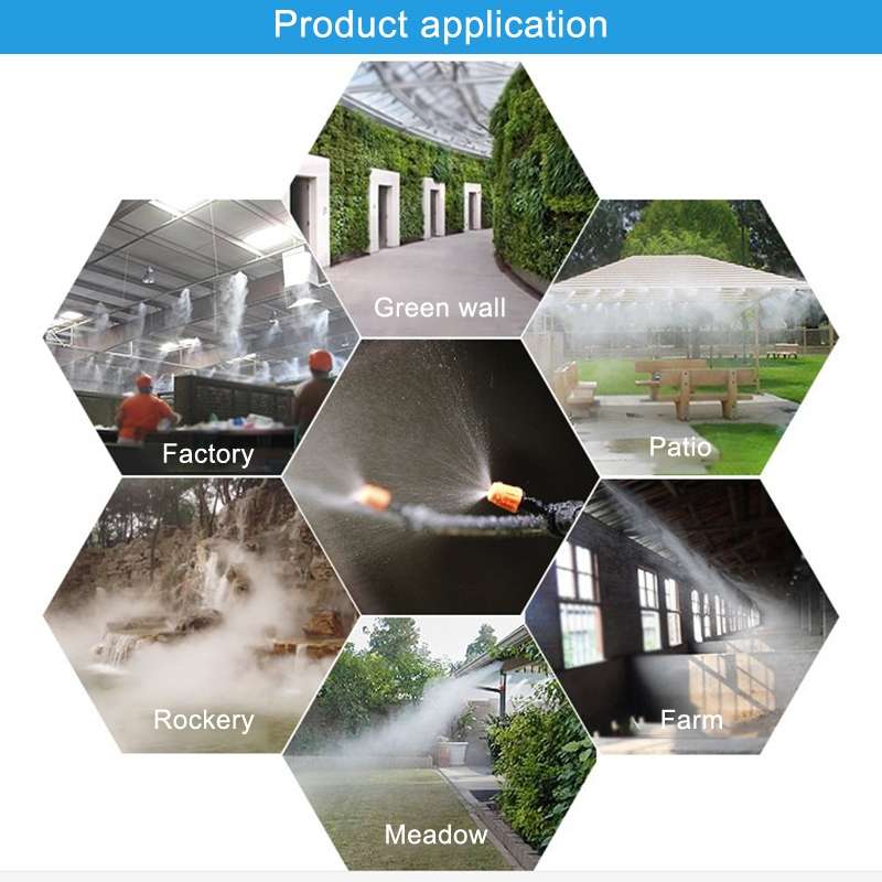 Outdoor Lawn Garden PE Hose Mist Watering Line Misting Cooling System with 21 x Mist Nozzles, Length