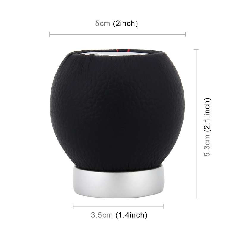 Universal Car Modified Shifter Black Leather Lever Manual 5-Speed Gear Shift Knob Adapter