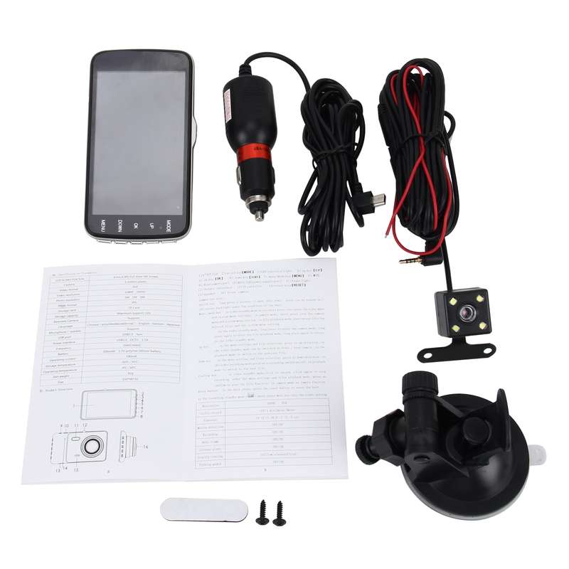 4 inch HD Video Recording HD Display Car Recorder with Separate F2.0 Camera, 12MP 170 Degrees Wide-a