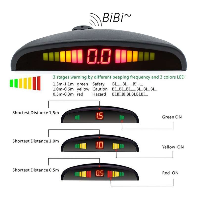 PZ-300-8 Car Parking Reversing Buzzer LED Monitor Parking Alarm Assistance System with 4*7m Front Se