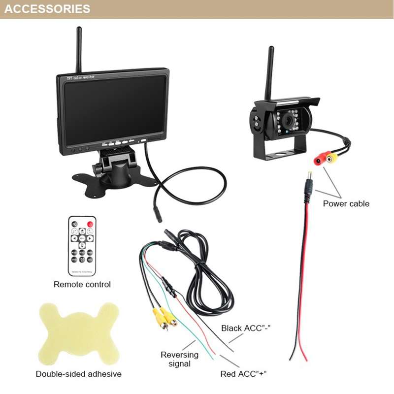 PZ607-W Wireless Vehicle Truck Backup Camera and Monitor Infrared Night Vision Rear View Camera with