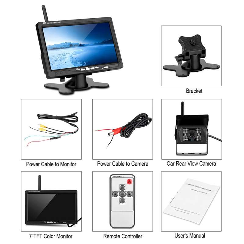 PZ-303-W Car Parking Reversing Buzzer and LED Monitor Parking Alarm Assistance System with 4 Rear Ra