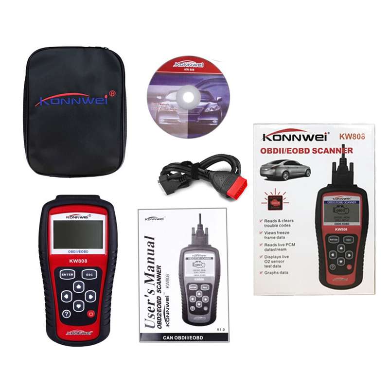 KONNWEI KW808 EOBD / OBDII Car Auto Diagnostic Scan Tools CAN Code Reader Scanner Auto Scan Adapter