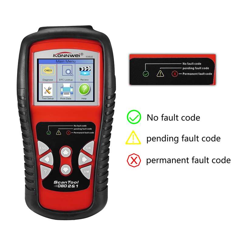 KONNWEI KW830 OBDII / CAN Car Auto Diagnostic Scan Tools Auto Scan Adapter Scan Tool Supports 8 La