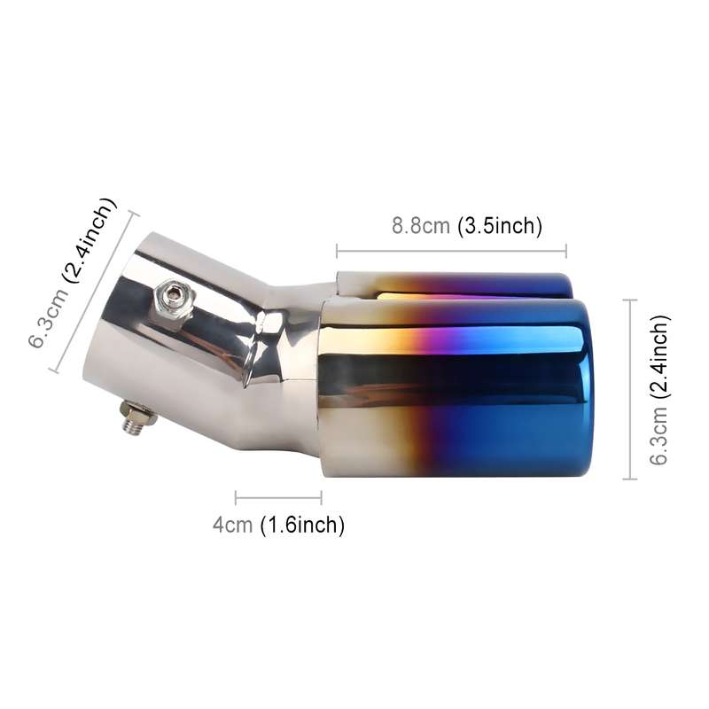 Universal Car Styling Stainless Steel Curved Double Outlets Exhaust Tail Muffler Tip Pipe(Black)