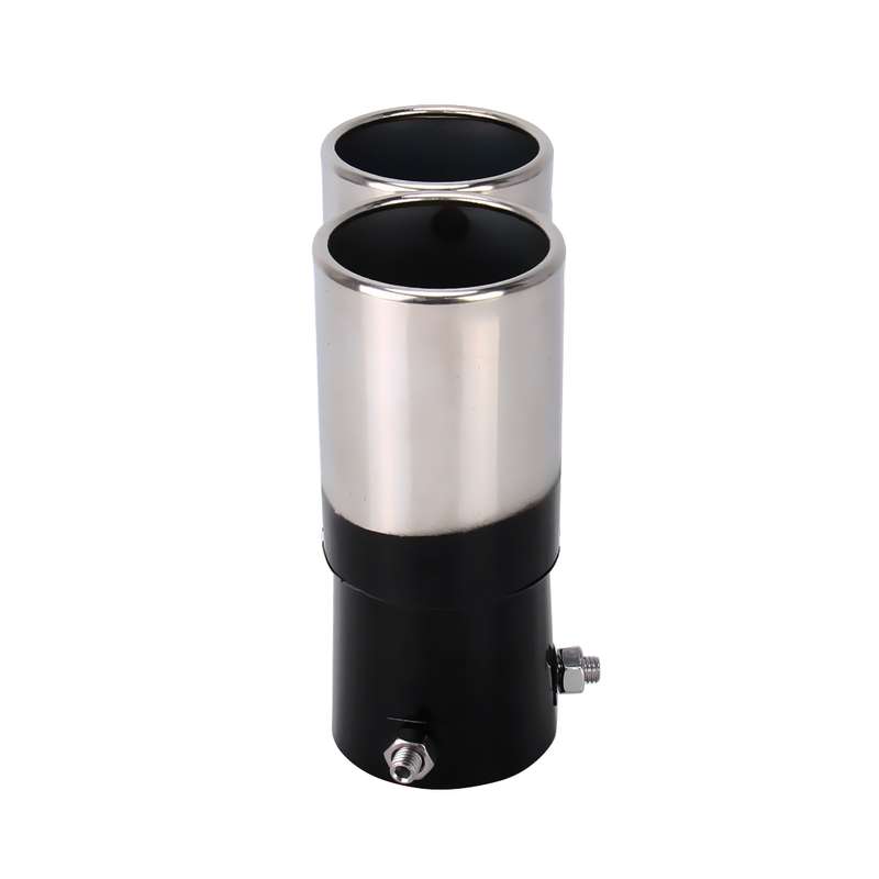 Universal Car Styling Stainless Steel Straight Double Outlets Exhaust Tail Muffler Tip Pipe(Blue)