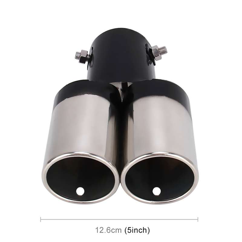 Universal Car Styling Stainless Steel Straight Double Outlets Exhaust Tail Muffler Tip Pipe(Blue)