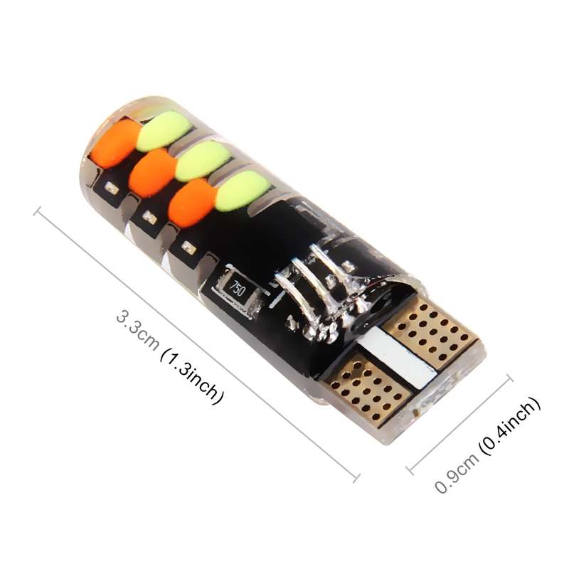 2 PCS W5W 194 T10 Multi Colors COB 12 SMD RGB LED Bulbs with Remote Control Wedge Side Lights Licens
