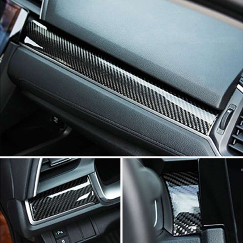 3 in 1 Carbon Fiber Central Control Gears Shift Panel Cover Trim Decals Decorative Sticker for Honda