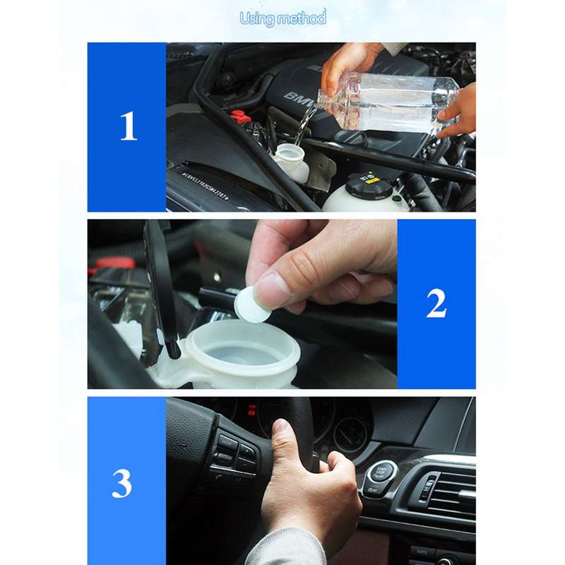 12 PCS Car Solid Wiper Fine Auto Window Cleaning Windshield Glass Cleaner Washer Tablets(1 PCS=4L Wa