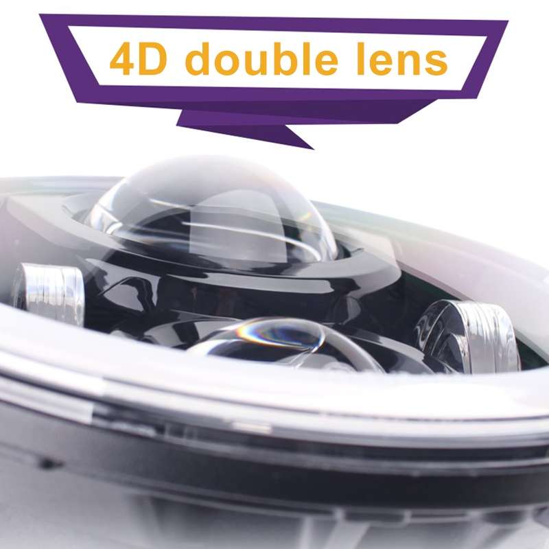 2 PCS 7 inch IP68 Waterproof 6500K 75W CREE LED Headlight Hi/Lo Beam Driving Lamp for Jeep Wrangler