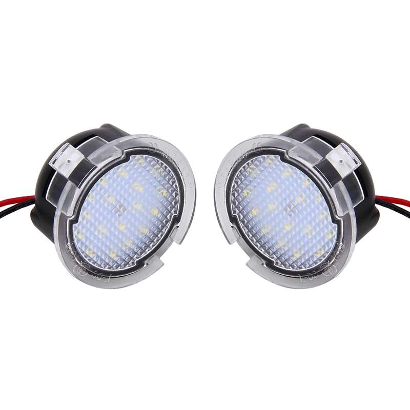 2 PCS DC 12V 2W 6000K 120LM 18-LED Side Rear View Mirror Puddle Lights Lamp for Ford 2013-2017 Explo