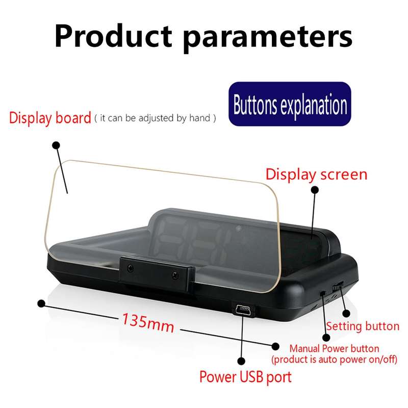 T900 Car GPS HUD Virtual HD Reflection Board Head-up Display, Speed & Driving Distance / Time Displa