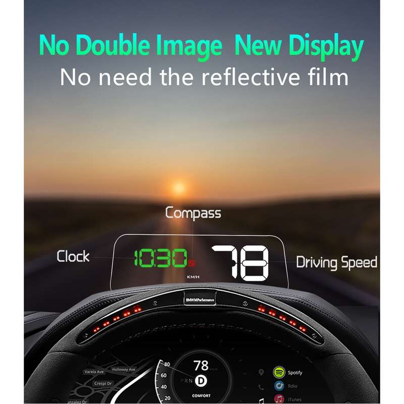 T900 Car GPS HUD Virtual HD Reflection Board Head-up Display, Speed & Driving Distance / Time Displa