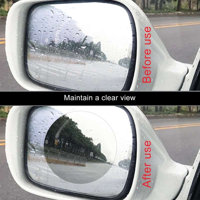 Car Round PET Rearview Mirror Protective Window Clear Anti-fog Waterproof Rain Shield Film, Diameter