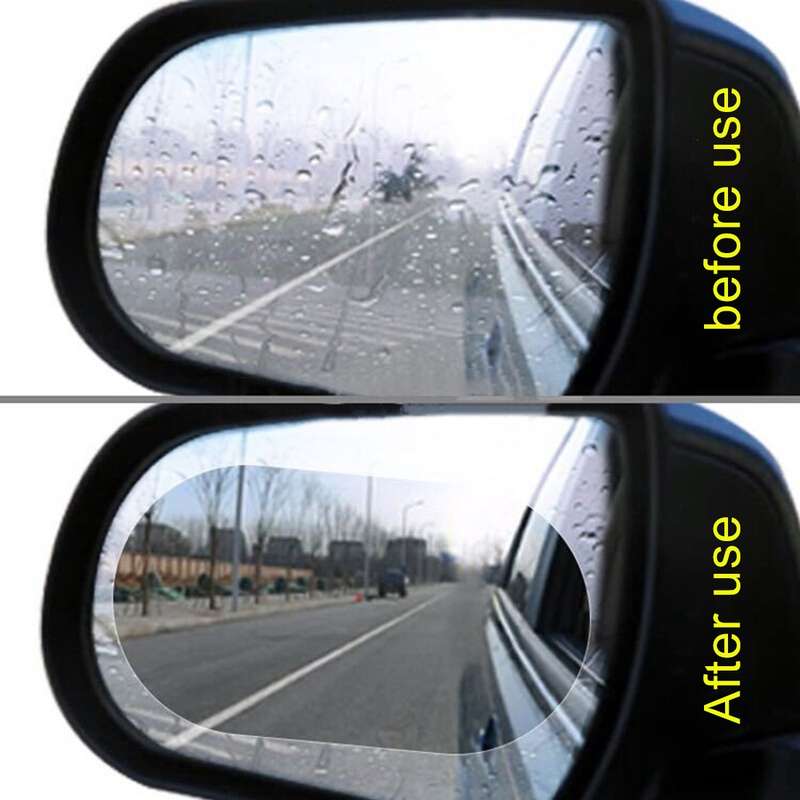 Car Oval PET Rearview Mirror Protective Window Clear Anti-fog Waterproof Rain Shield Film, Size:10x1
