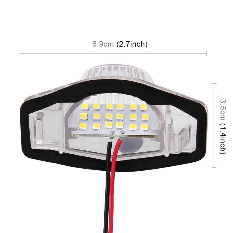 2 PCS DC 12V 2W 120LM 6000K LED License Plate Light 18-SMD 3528 Bulbs Lamps for Honda JAZZ(FIT) 02-1