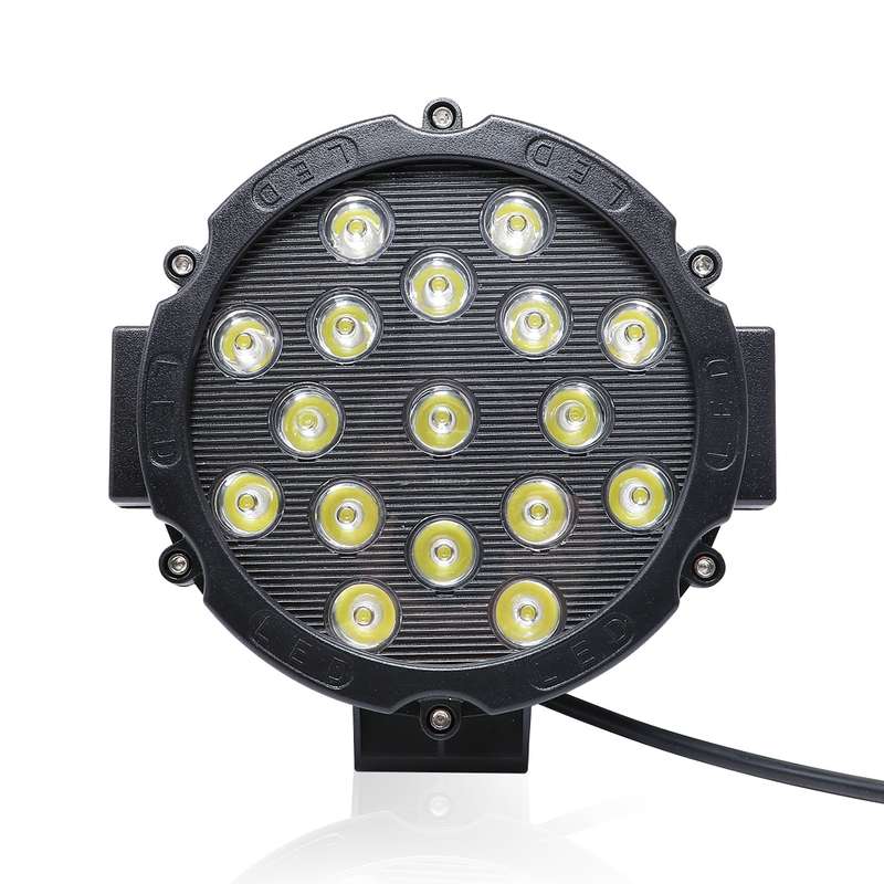 2 PCS 51W 3500LM 6500K White Light 17 LED Waterproof Car Boat Marine Work Lights Spotlight LED Bulb