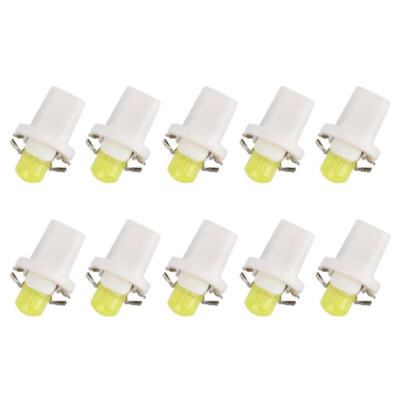10 PCS 0.4W B8.5 Wedge Instrument Panel COB LED Light Dashboard Gauge Cluster Indicator Lamp Bulb (G