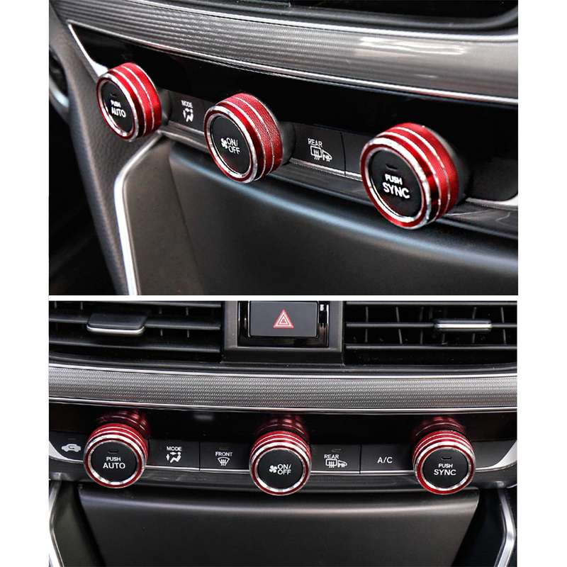 3 PCS Car Aluminum Alloy Air Conditioner Knob Case for Honda Tenth Generation Accord(Red)