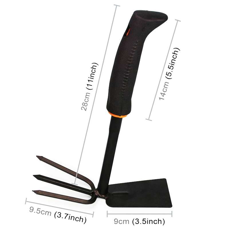 2 in 1 Cultivators Tool Gardening Planting Digging Non-slip Rubber Handle Iron Hoe Rake (Random Colo