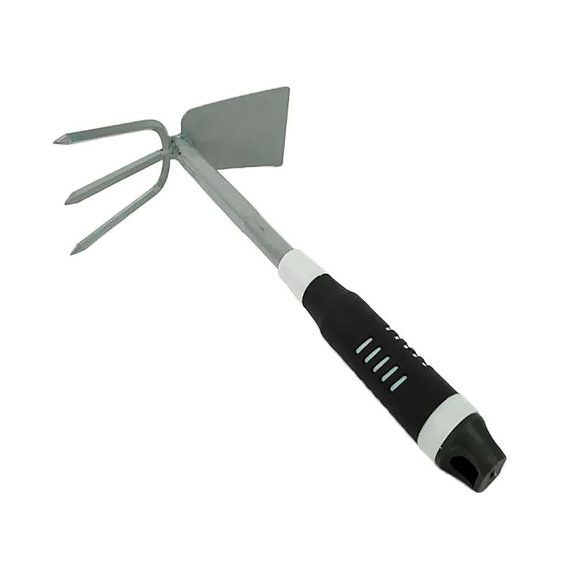 2 in 1 Cultivators Tool Gardening Planting Digging Non-slip Rubber Handle Iron Hoe Rake (Random Colo