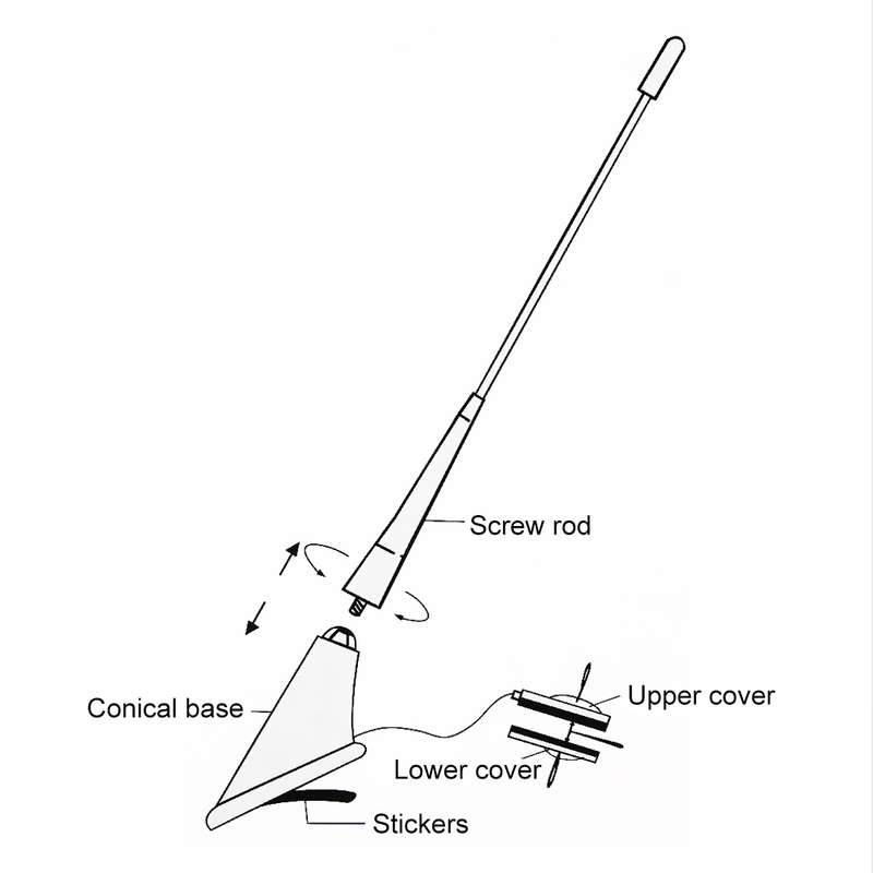 PS-08 Long Modified Car Antenna Aerial 47cm (Black)