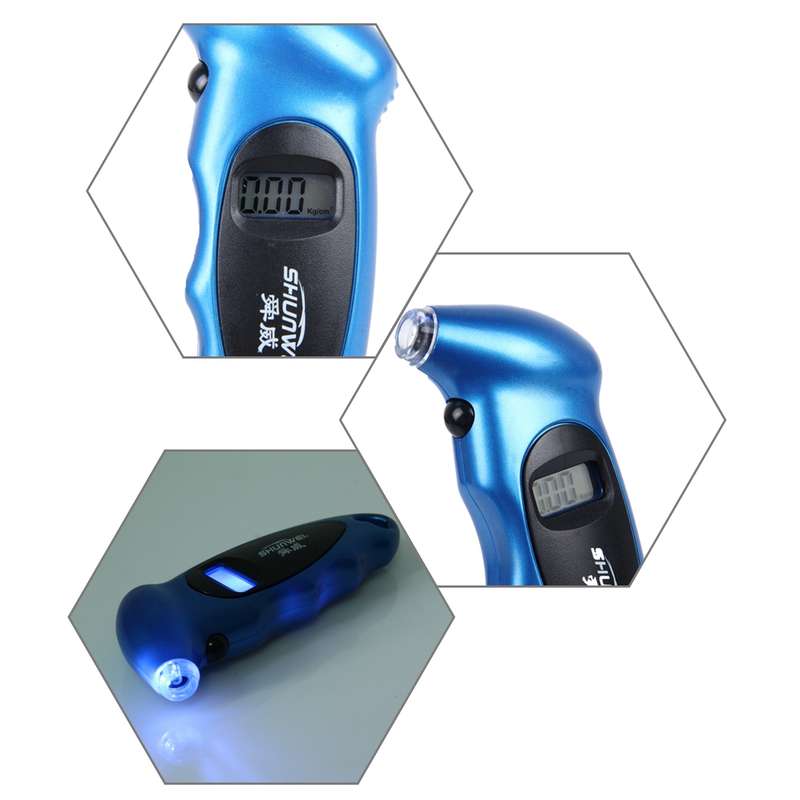 SHUNWEI SD-2802 Digital Tire Pressure Gauge 150 PSI 4 Settings for Car Truck Bicycle with Backlit LC