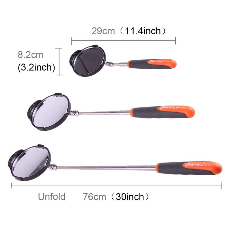 Retractable Vehicle Car Chassis Inspection Mirror with 3 PCS 5mm LED Lights, Mirror Diameter: 82mm,
