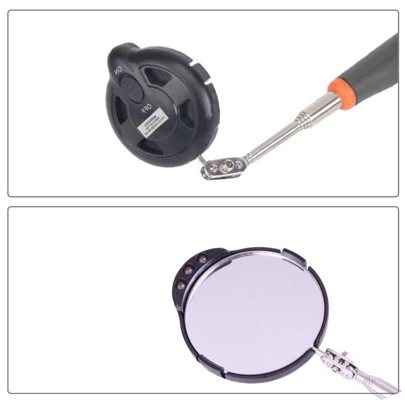 Retractable Vehicle Car Chassis Inspection Mirror with 3 PCS 5mm LED Lights, Mirror Diameter: 82mm,