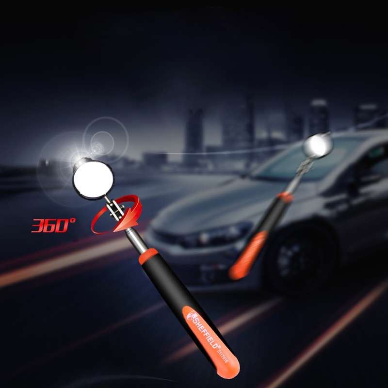 Retractable Vehicle Car Chassis Inspection Mirror with 3 PCS 5mm LED Lights, Mirror Diameter: 82mm,