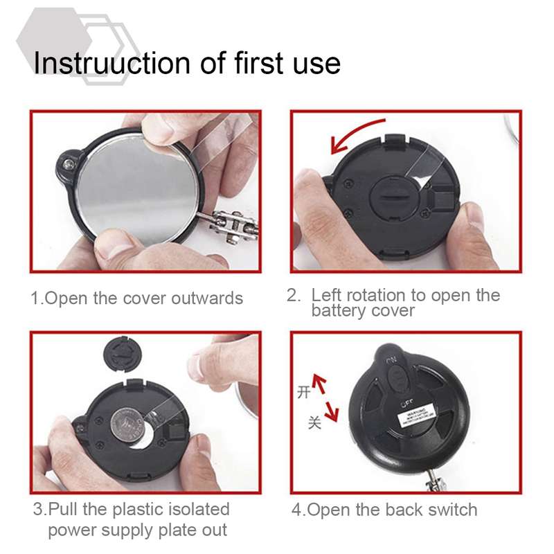 Retractable Vehicle Car Chassis Inspection Mirror with 3 PCS 5mm LED Lights, Mirror Diameter: 82mm,