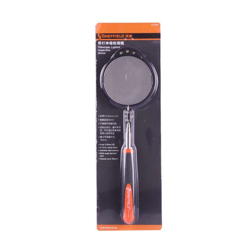 Retractable Vehicle Car Chassis Inspection Mirror with 3 PCS 5mm LED Lights, Mirror Diameter: 82mm,