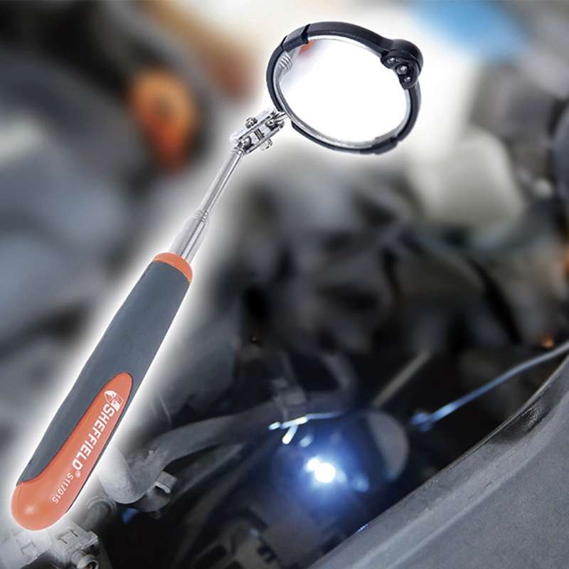 Retractable Vehicle Car Chassis Inspection Mirror with 3 PCS 5mm LED Lights, Mirror Diameter: 82mm,