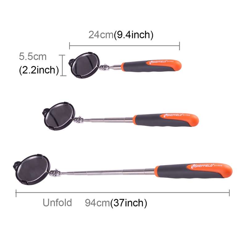 Retractable Vehicle Car Chassis Telescoping Inspection Mirror with 1 PCS 5mm LED Light, Mirror Diame
